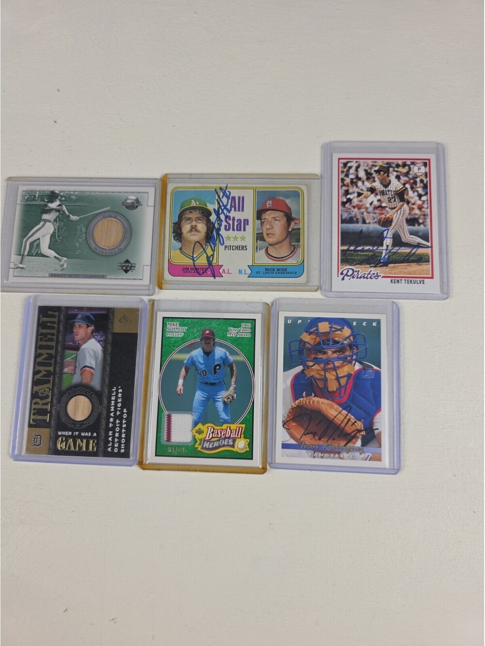 6 Card (MEM) Lot Baseball - HOF NM Autos Jersey Bat Mike Schmidt Alan Tramell ++